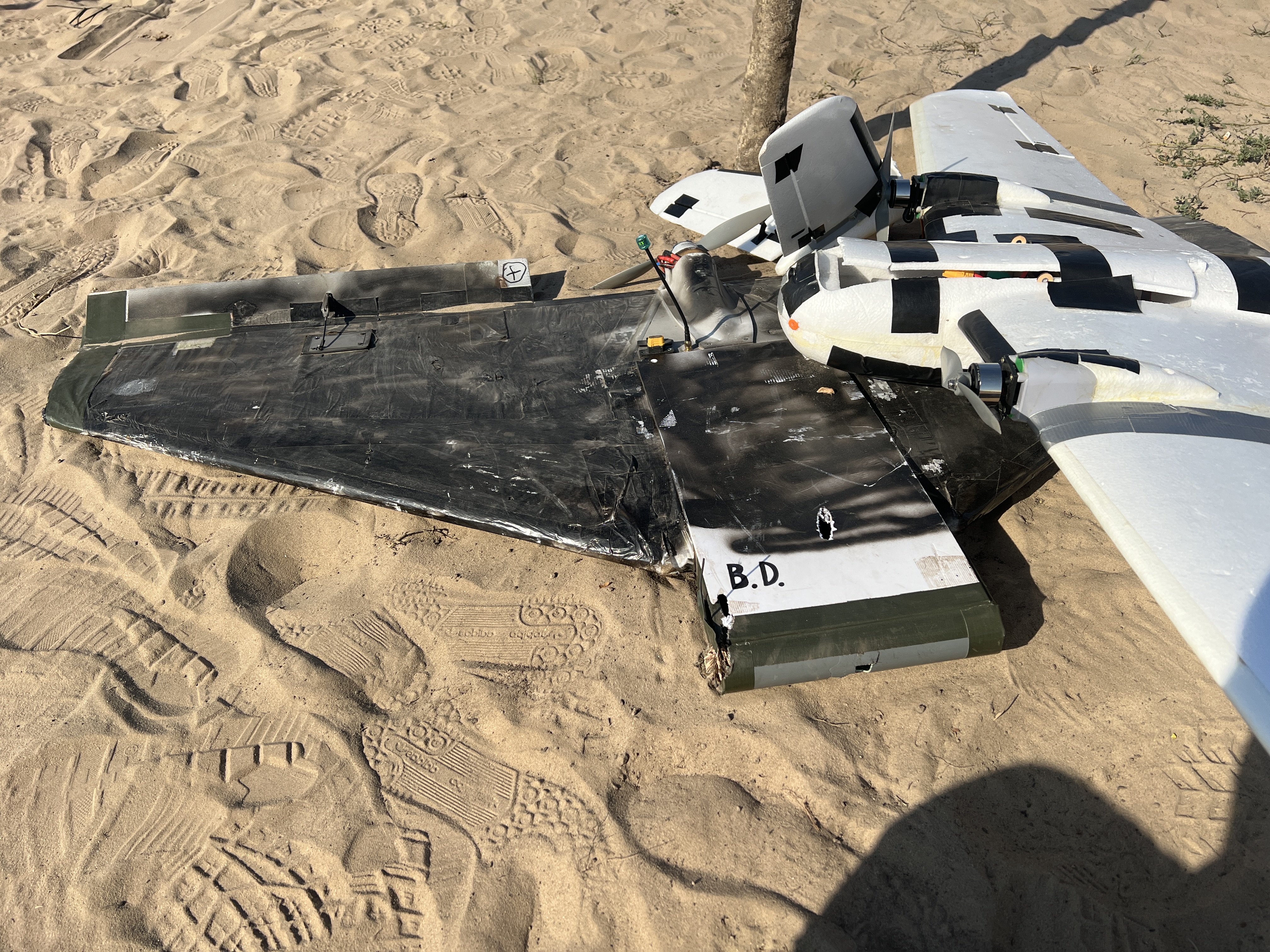 Acoustic detection test setup with target drones on the range.